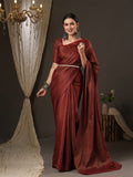 Saree Mall Maroon Woven Design Zari Silk Blend Banarasi Sarees | Grocsy