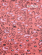 Peach Colour Block Print With Mirron Embroidered Pure Mulmul Cotton Saree By Gayathri Reddy Designer Studio | Grocsy
