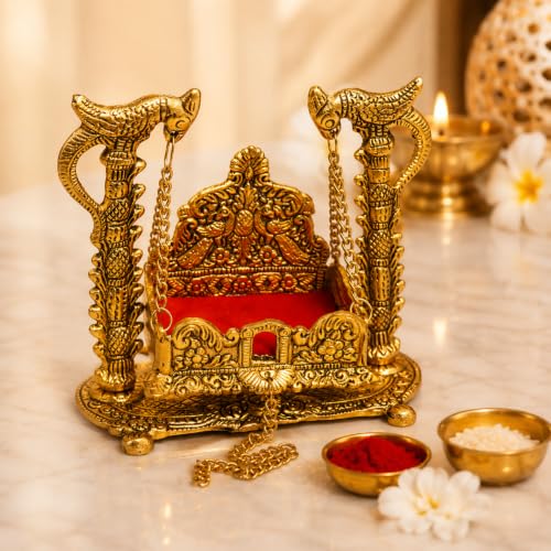 Chhariya Crafts Metal Krishna Laddu Gopal Jhula for Janmashtami | Grocsy