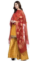 A R Silk Women's Chanderi Zari Embroidery Red Fancy Dupatta | Grocsy