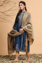 Juniper Women's Darkteal Rayon Printed Straight Kurta Dupatta Set | Grocsy