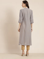 Juniper Womens Grey Cotton Dobby Kalidar Kurta | Grocsy