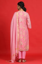 Juniper Women's Pink Georgette Printed A-Line Kurta Sets | Grocsy