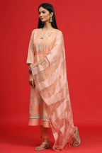 Juniper Women's Orange Georgette Printed Layered Kurta Sets | Grocsy