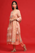 Juniper Women's Orange Georgette Printed Layered Kurta Sets | Grocsy