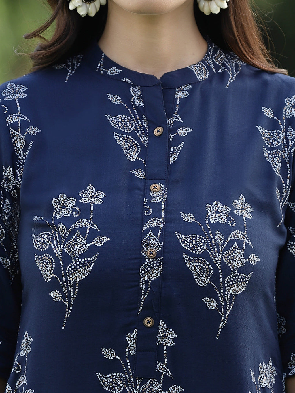 Juniper Womens Indigo Rayon Slub Printed Straight Kurta | Grocsy