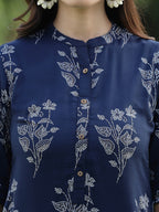 Juniper Womens Indigo Rayon Slub Printed Straight Kurta | Grocsy