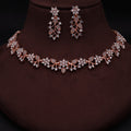 Tehzeeb Creations Rose Gold Pleated White Diamond With Gray Beads Necklace Set | Grocsy