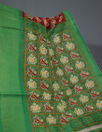 Shades of Maroon And Parrot Green Blouse Patola Print Semi Chanderi Saree By Gayathri Reddy Designer Studio | Grocsy