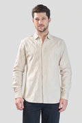Xkind Beige Embroidery Full Sleeve Slim Fit Shirt | Grocsy