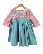 ArthLife Green And Pink Net Dress | Grocsy