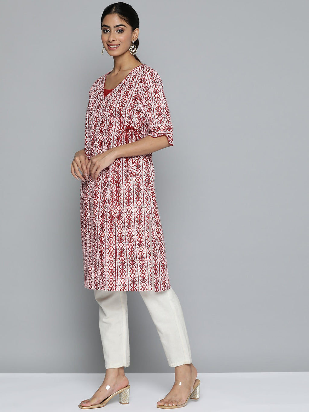 HERE&NOW Printed Wrap Designed Layered Kurta | Grocsy
