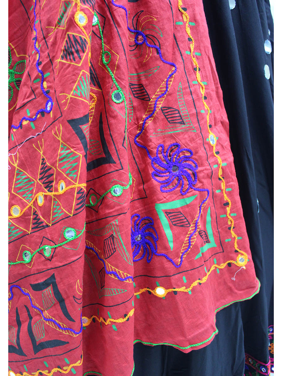 Myra Black Viscose Rayon and Cotton Embroidered with Print Designer Lehenga | Grocsy