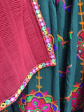 Myra Green Viscose Rayon and Cotton Embroidered with Print Designer Lehenga | Grocsy