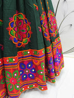 Myra Green Viscose Rayon and Cotton Embroidered with Print Designer Lehenga | Grocsy
