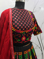 Myra Black Viscose Rayon and Cotton Embroidered with Print Designer Lehenga | Grocsy