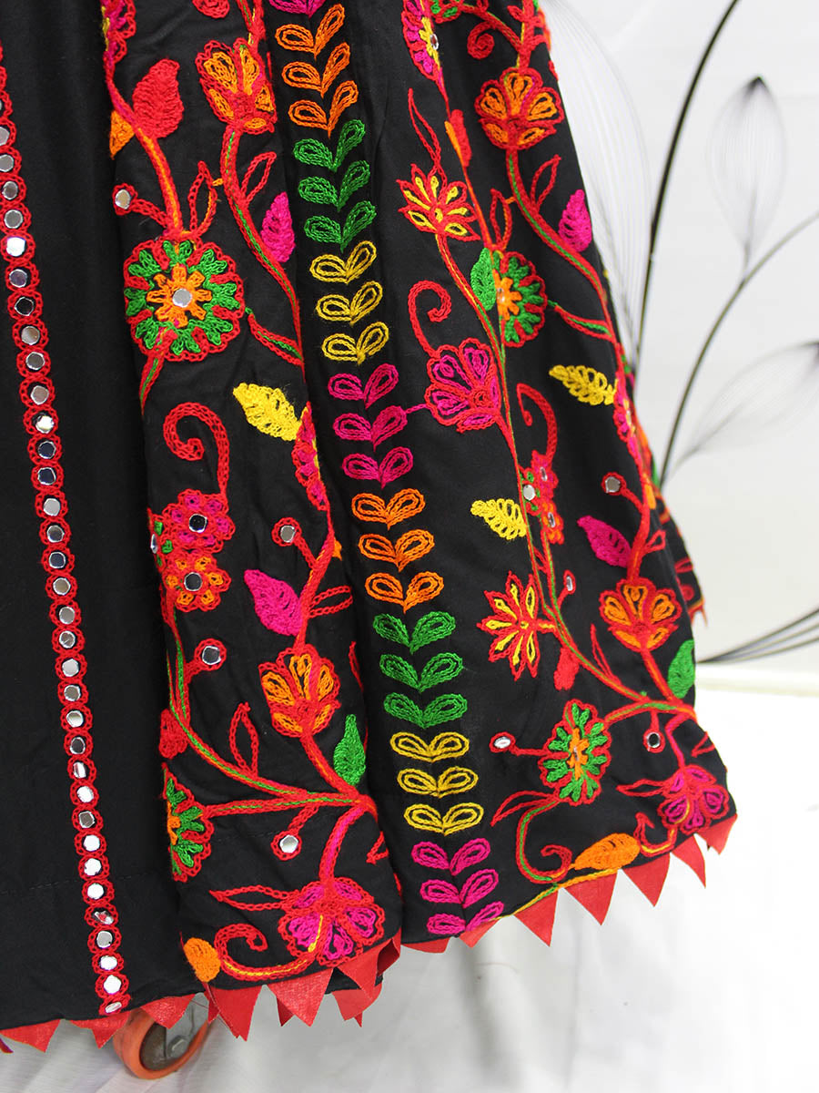 Myra Black Viscose Rayon and Cotton Embroidered with Print Designer Lehenga | Grocsy