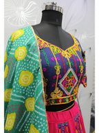 Myra Deep Pink Viscose Rayon and Cotton Embroidered with Print Designer Lehenga | Grocsy