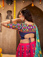 Myra Deep Pink Viscose Rayon and Cotton Embroidered with Print Designer Lehenga | Grocsy