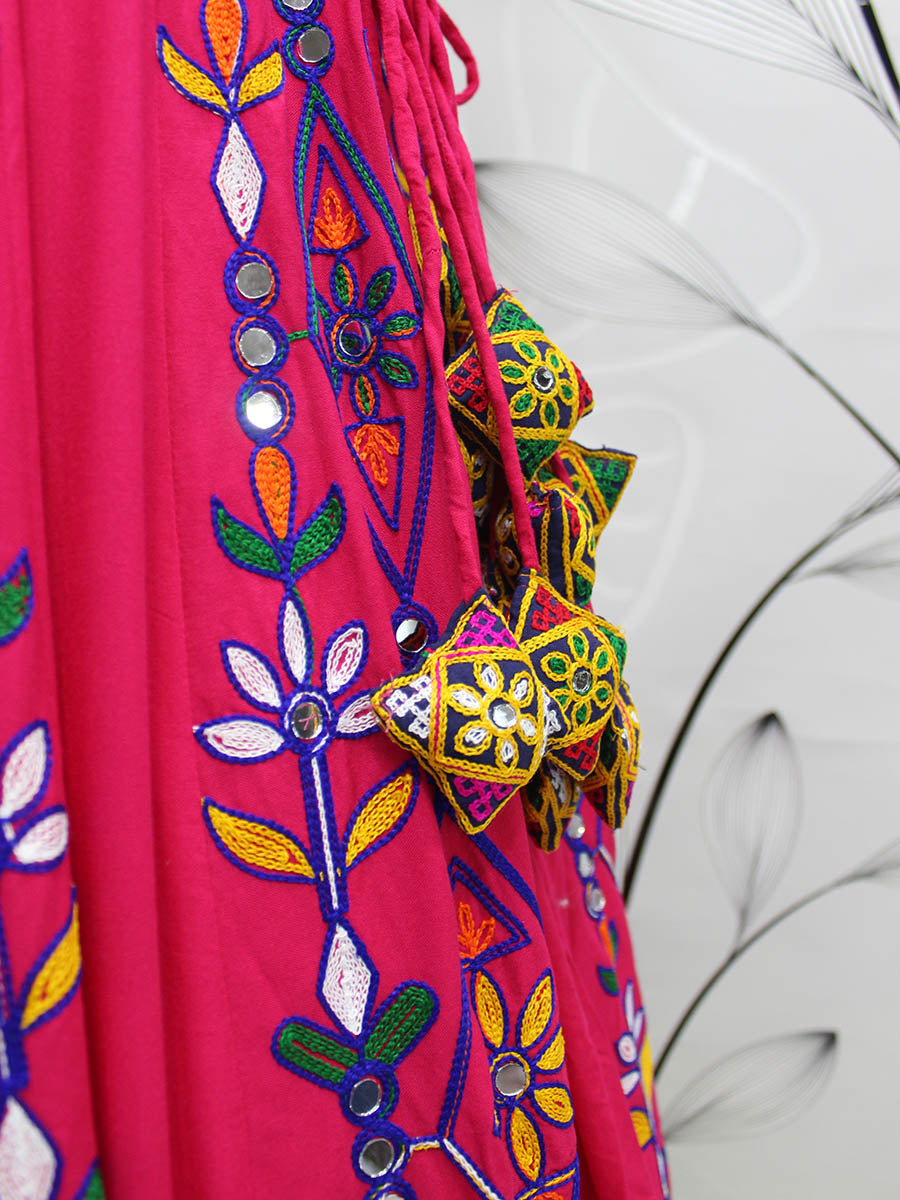 Myra Deep Pink Viscose Rayon and Cotton Embroidered with Print Designer Lehenga | Grocsy