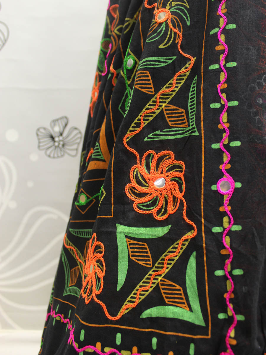 Myra Black Viscose Rayon and Cotton Embroidered with Print Designer Lehenga | Grocsy