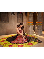 Myra Black Viscose Rayon and Cotton Embroidered with Print Designer Lehenga | Grocsy