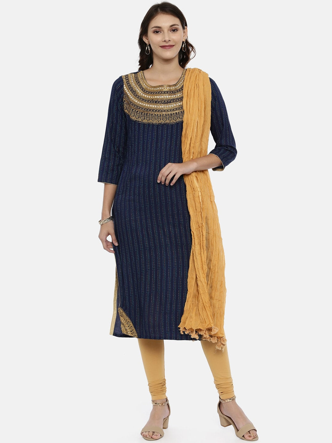 Souchii Beige Solid Cotton Dupatta with Tassels | Grocsy