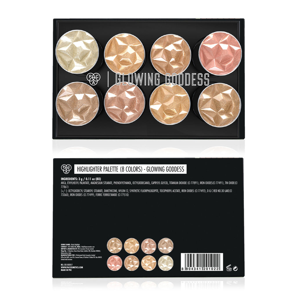PAC Studio Glowing Goddess Highlighter Palette - Intense Glow, Silky Smooth Micro Pearls, Blends Seamlessly | Grocsy