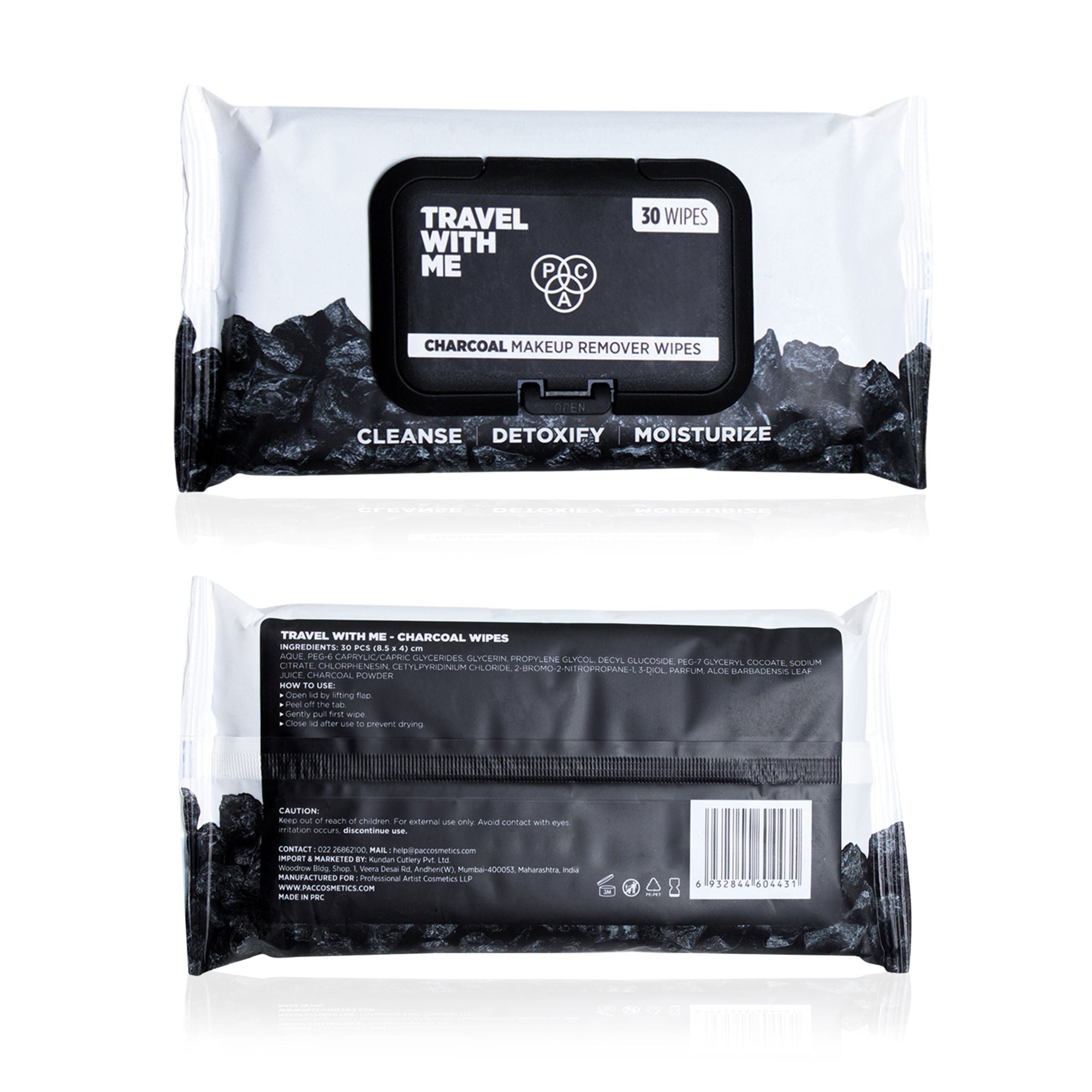 PAC Studio Travel With Me Charcoal Wipes | Grocsy