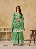 Anaita Green Heavy Chinon Palazzo Suit With Embroidery Work | Grocsy