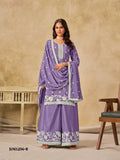 Anaita Lavender Heavy Chinon Palazzo Suit With Embroidery Work | Grocsy