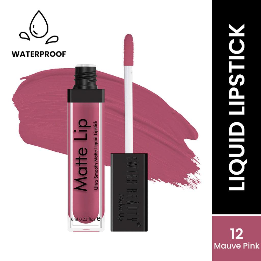 Swiss Beauty Ultra Smooth Matte Liquid Lipstick - 12 Mauve Pink | Grocsy