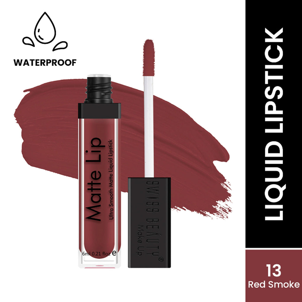 Swiss Beauty Ultra Smooth Matte Liquid Lipstick - 13 Red Smoke | Grocsy
