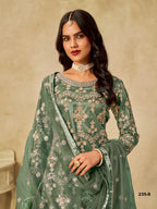 Anaita Green Heavy Net Suit With Embroidery Work | Grocsy