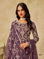 Anaita Purple Heavy Net Suit With Embroidery Work | Grocsy