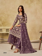 Anaita Purple Heavy Net Suit With Embroidery Work | Grocsy