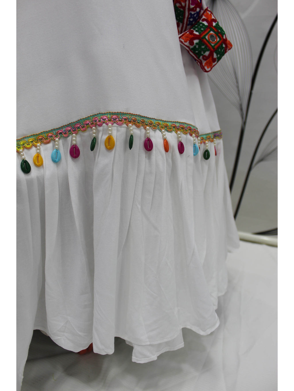 Myra White Viscose Rayon Embroidered Designer Navratri Special Lehenga | Grocsy