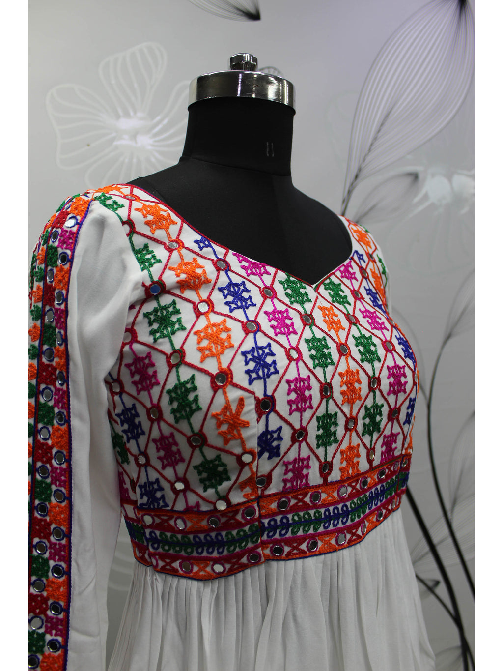 Myra White Viscose Rayon Embroidered Designer Navratri Special Lehenga | Grocsy