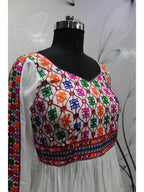 Myra White Viscose Rayon Embroidered Designer Navratri Special Lehenga | Grocsy