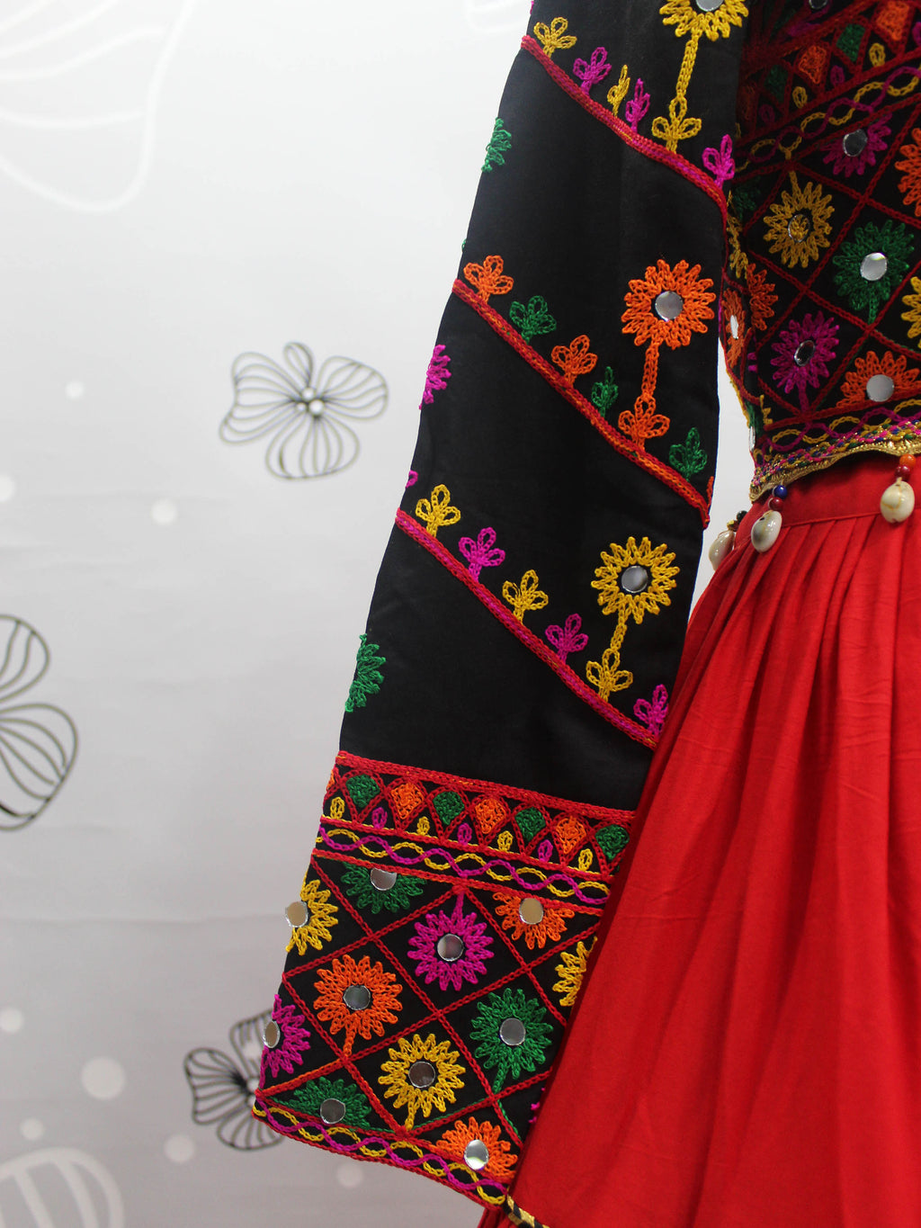 Myra Red Viscose Rayon Embroidered Designer Navratri Special Lehenga | Grocsy