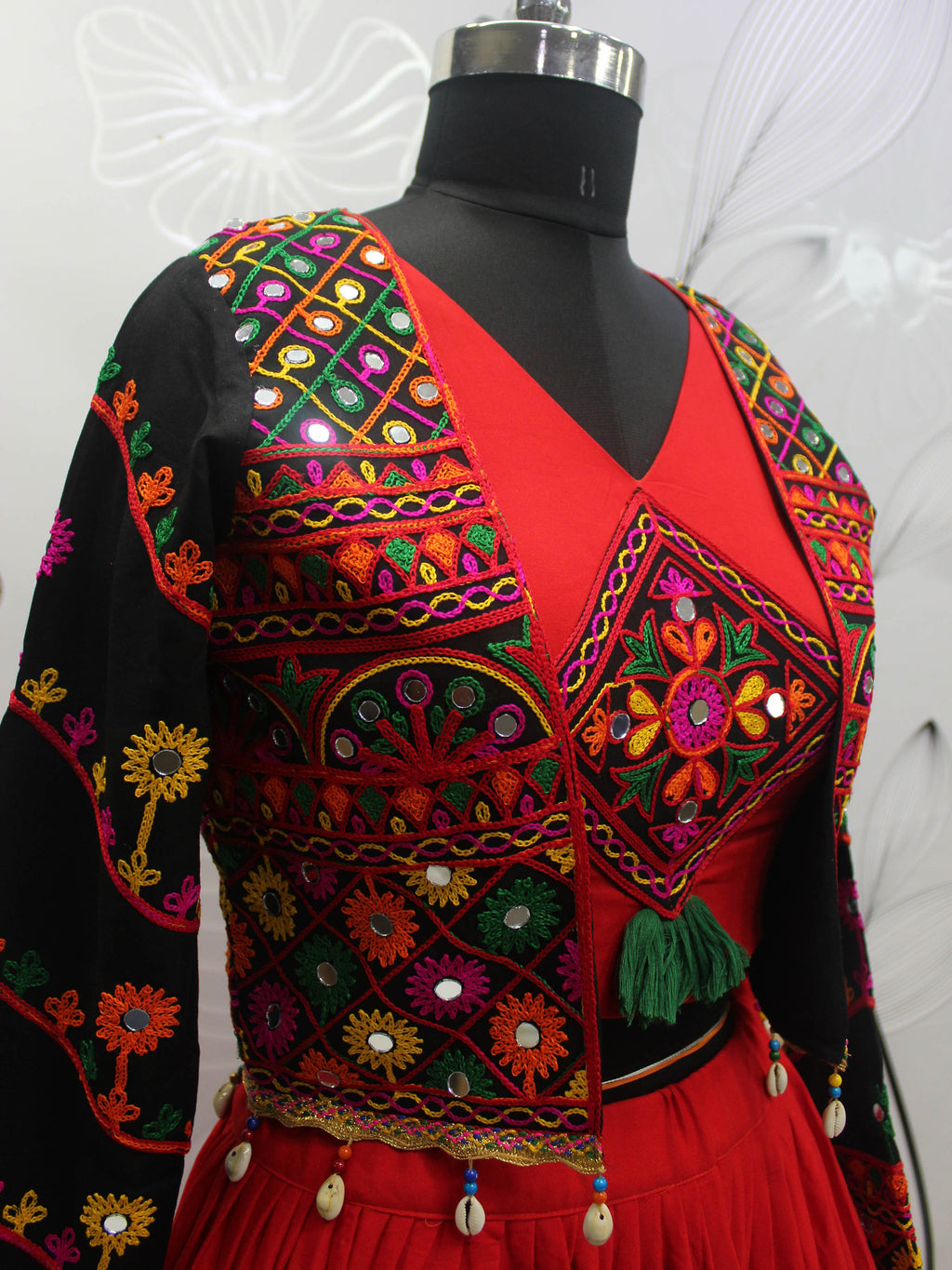 Myra Red Viscose Rayon Embroidered Designer Navratri Special Lehenga | Grocsy