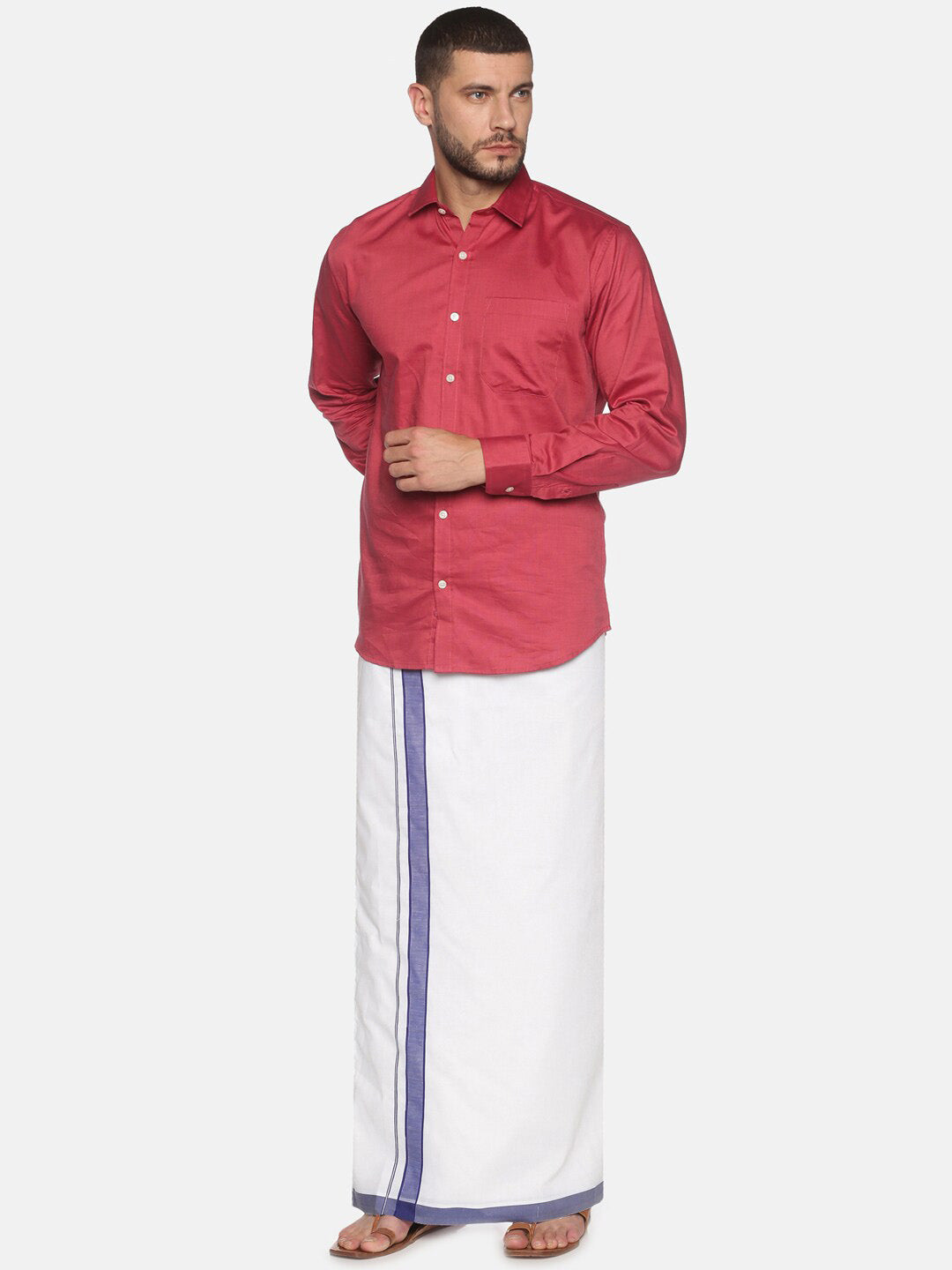 Sethukrishna Men White Solid Cotton Dhoti | Grocsy