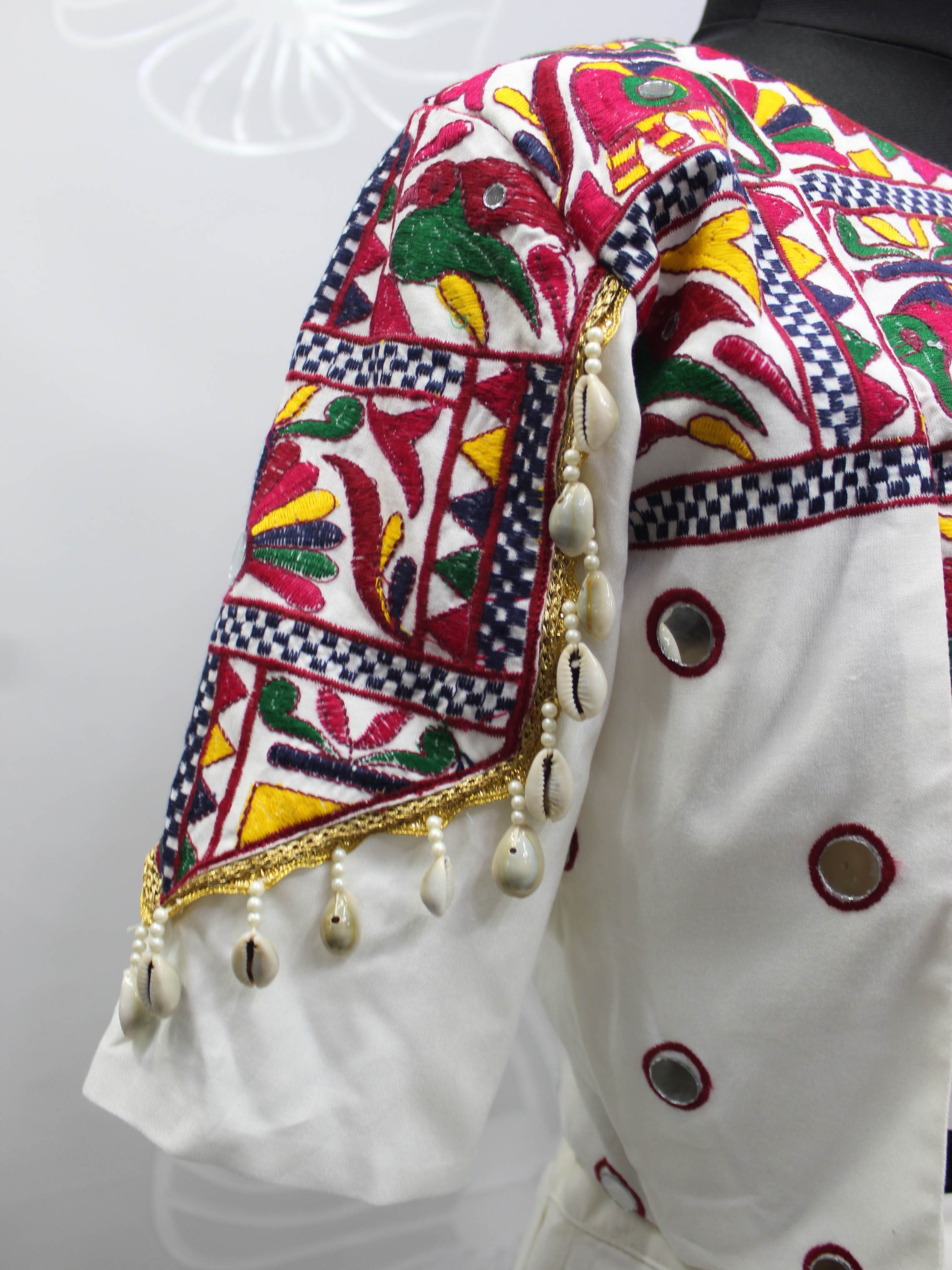 Myra White Koti Style Viscose Rayon Embroidered Designer Navratri Special Lehenga | Grocsy