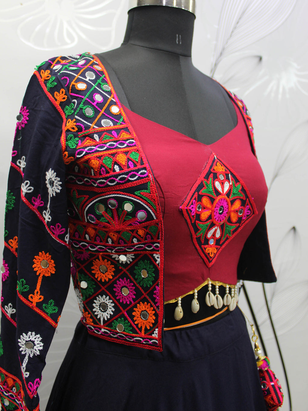 Myra Navy Blue Koti Style Viscose Rayon Embroidered Designer Navratri Special Lehenga | Grocsy