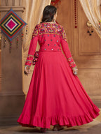 Myra Rani and Pink Koti Style Viscose Rayon Embroidered Designer Navratri Special Lehenga | Grocsy