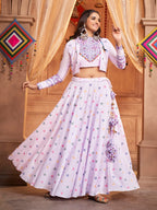Myra Lovender Koti Style Cotton Embroidered Designer Navratri Special Lehenga | Grocsy