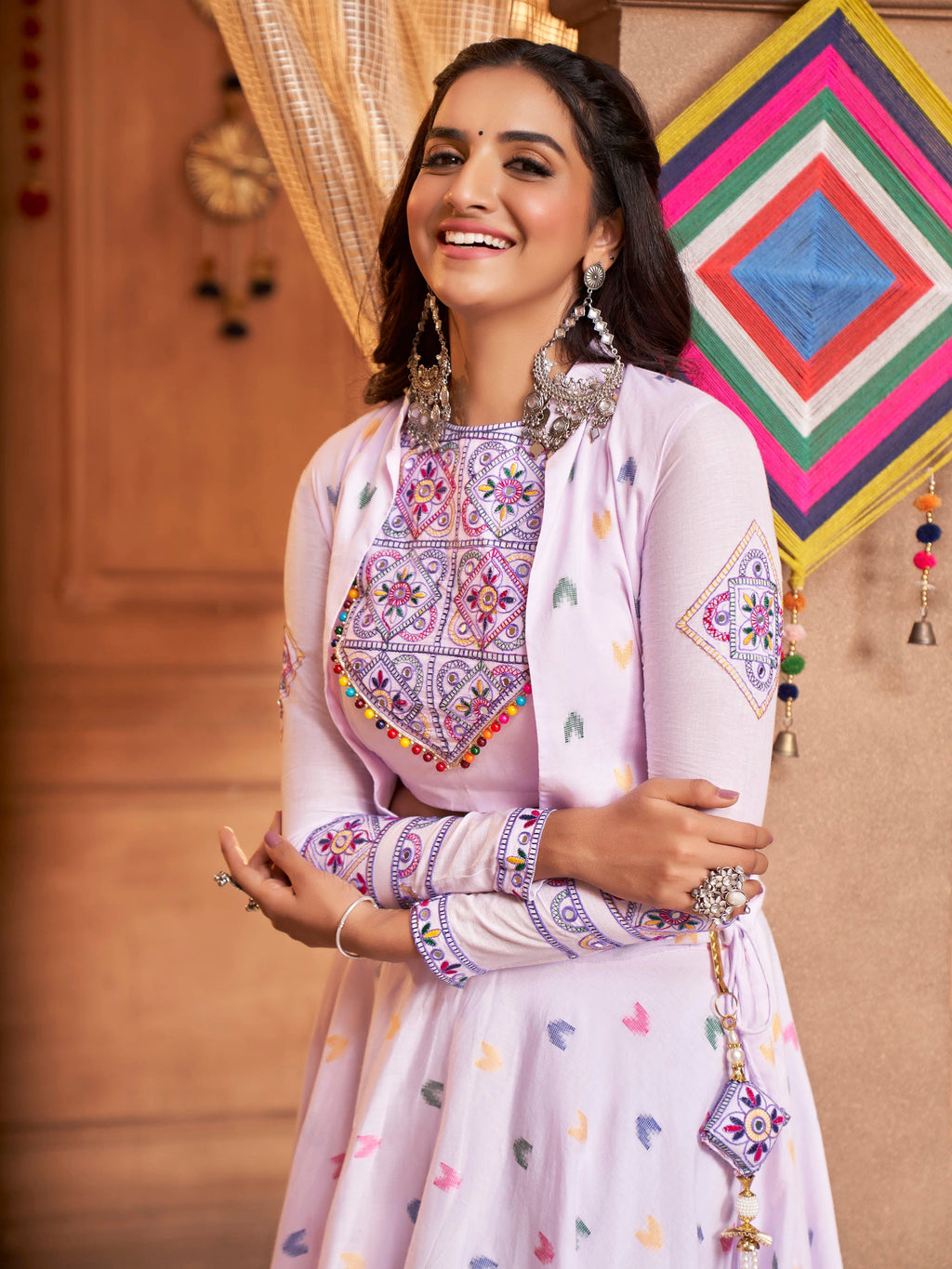Myra Lovender Koti Style Cotton Embroidered Designer Navratri Special Lehenga | Grocsy