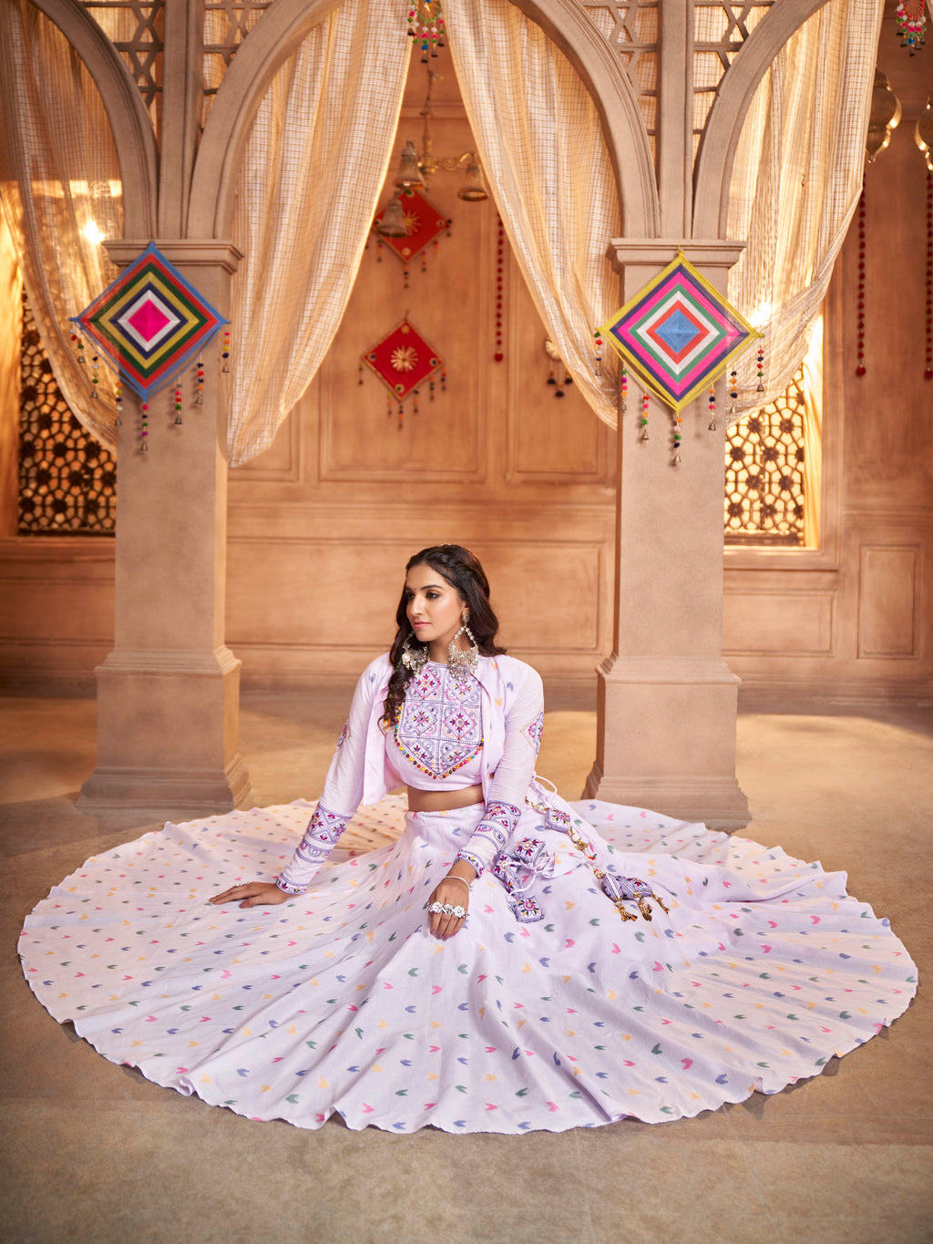 Myra Lovender Koti Style Cotton Embroidered Designer Navratri Special Lehenga | Grocsy