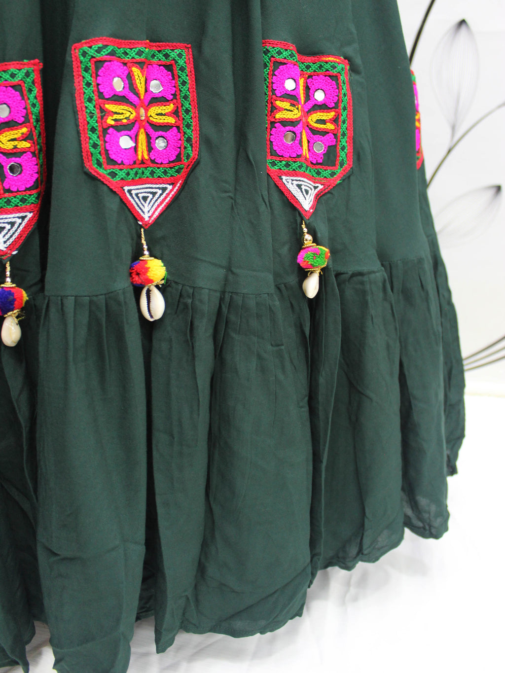 Myra Green Koti Style Viscose Rayon Embroidered Designer Navratri Special Lehenga | Grocsy