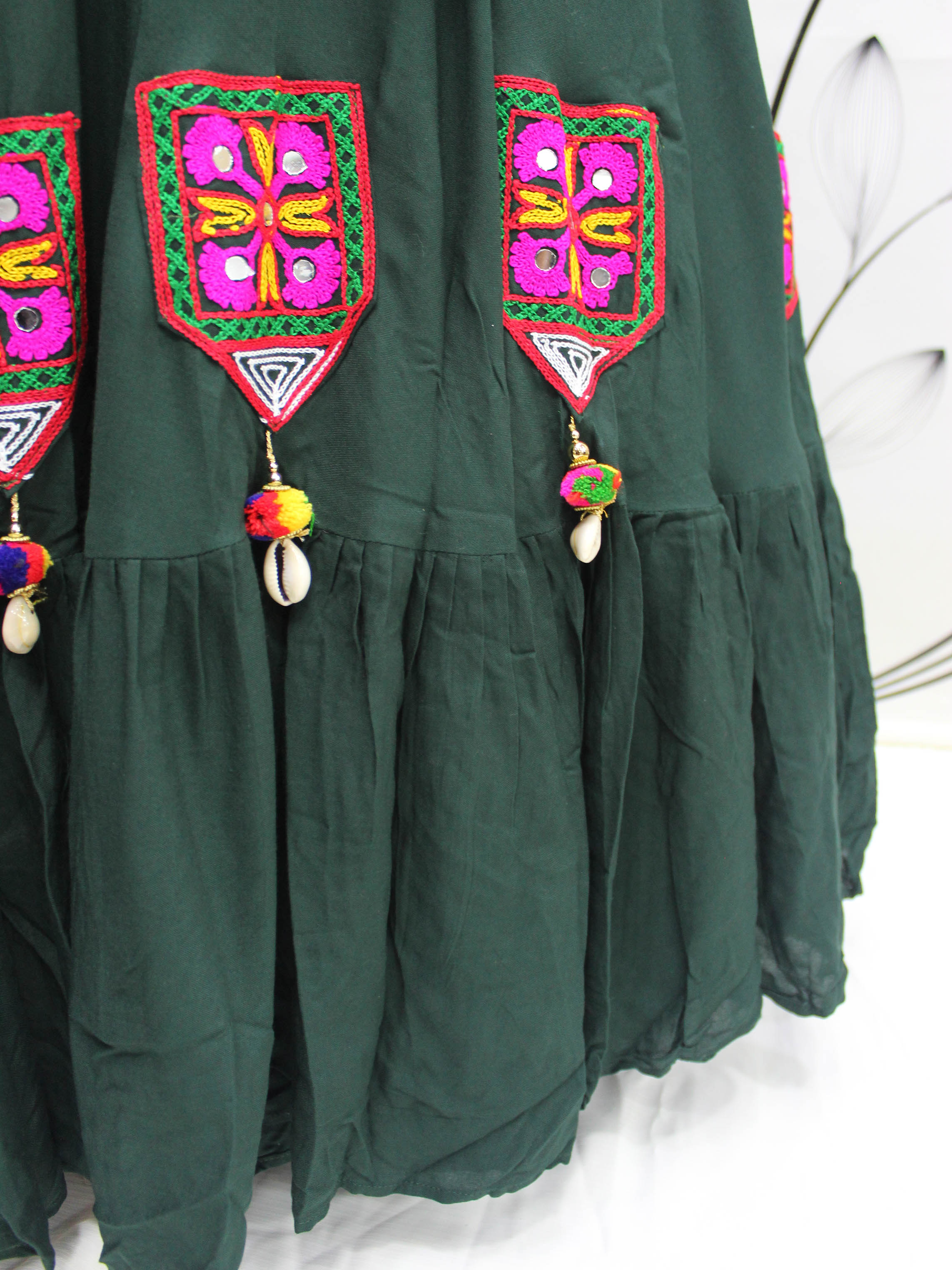 Myra Green Koti Style Viscose Rayon Embroidered Designer Navratri Special Lehenga | Grocsy